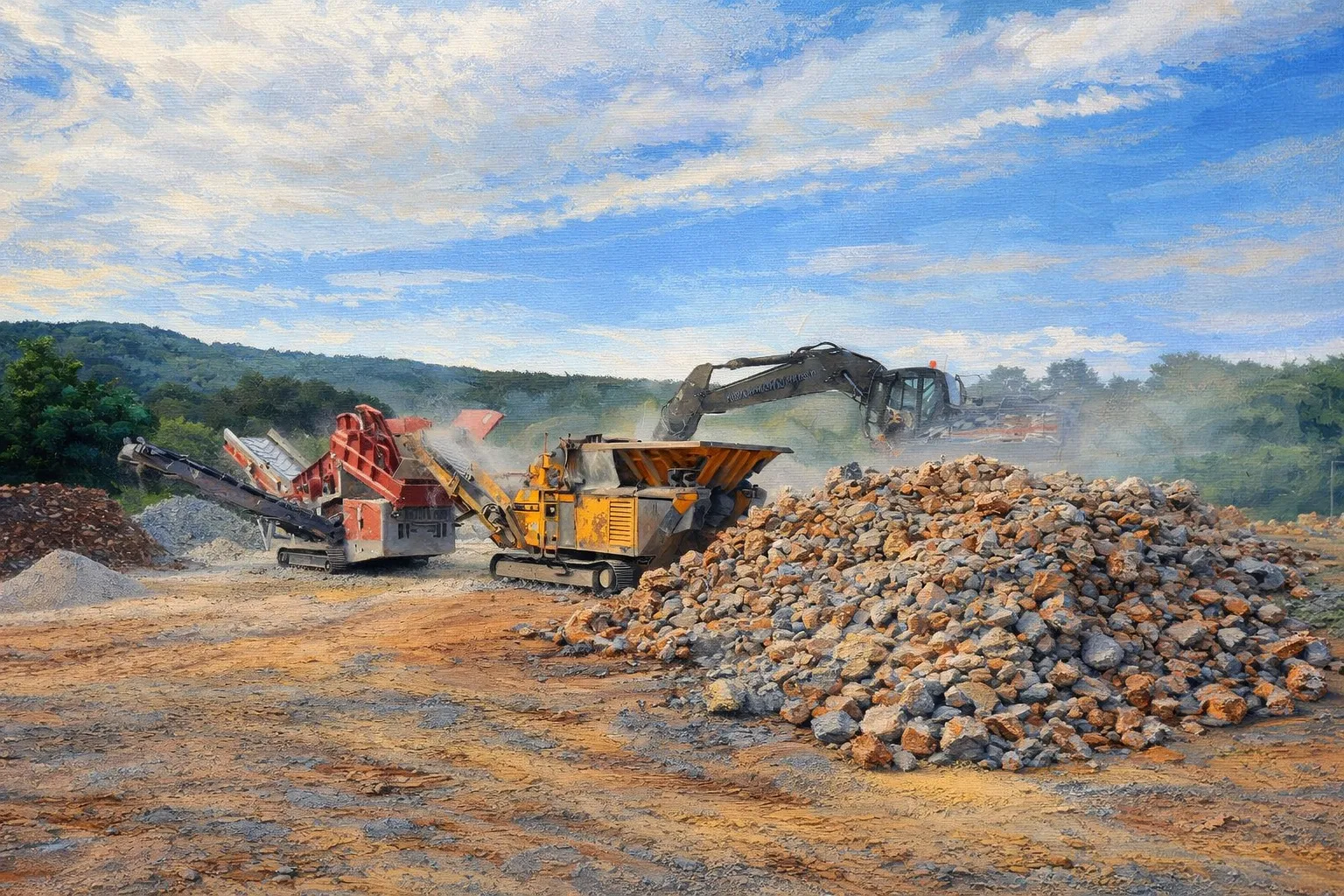 Mobilná recyklačná linka jpmb pri práci